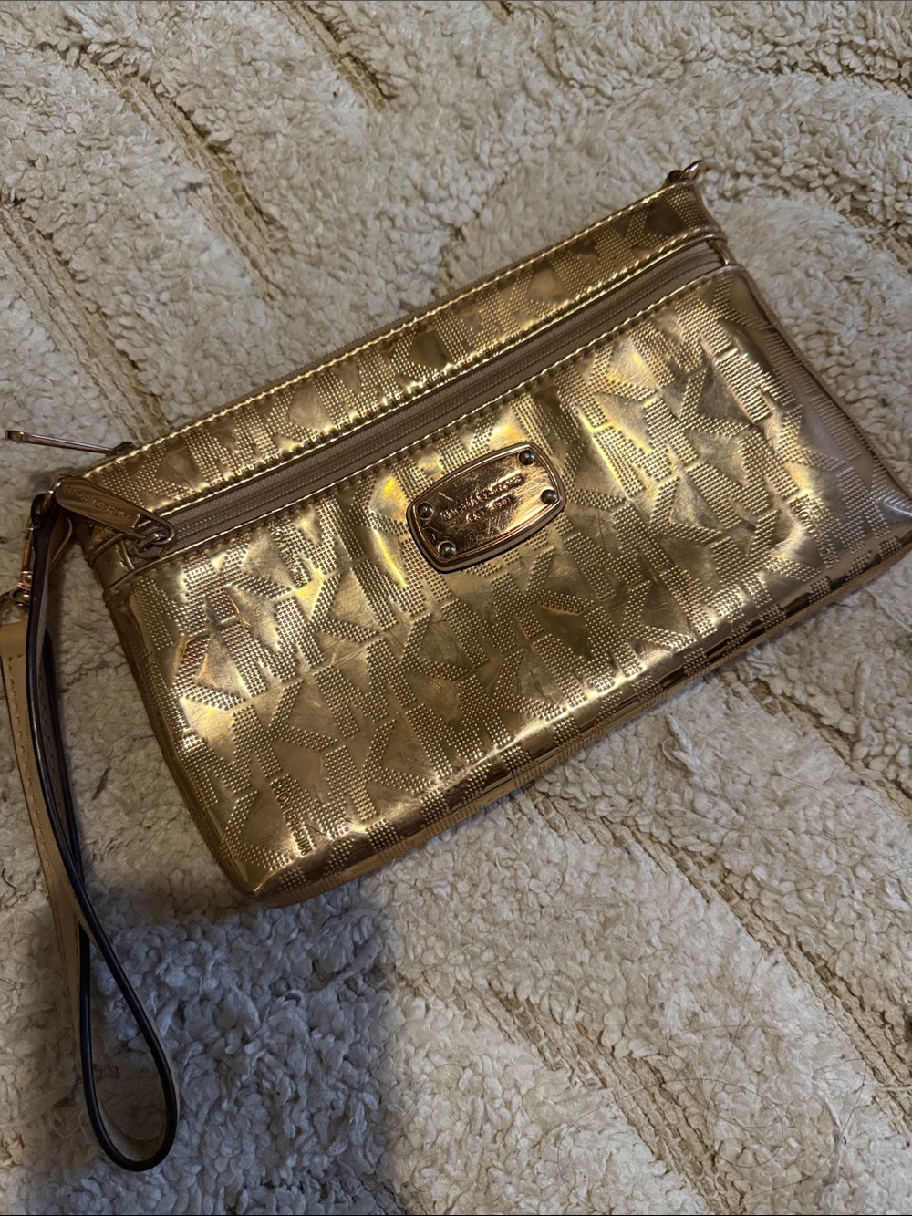 Michael Kors Gold Metallic Wristlet Clutch